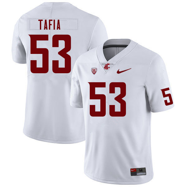 Men #53 Jernias Tafia Washington State Cougars College Football Jerseys Sale-White